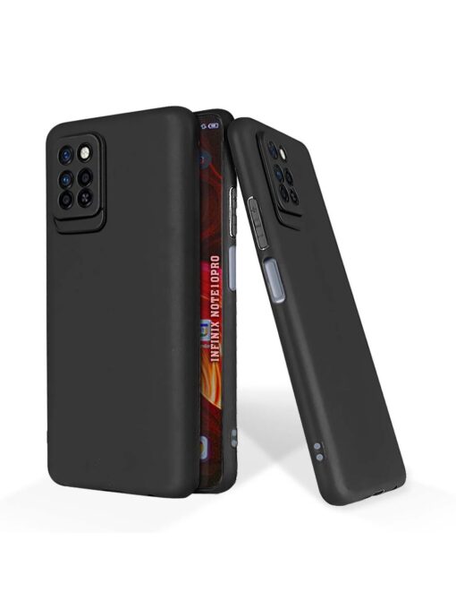 Plain Black Soft Silicone Case for Infinix Note 10 Pro Zapvi