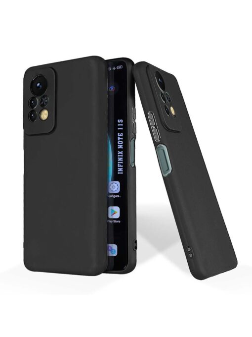 Plain Black Soft Silicone Case for Infinix Note 11S Zapvi