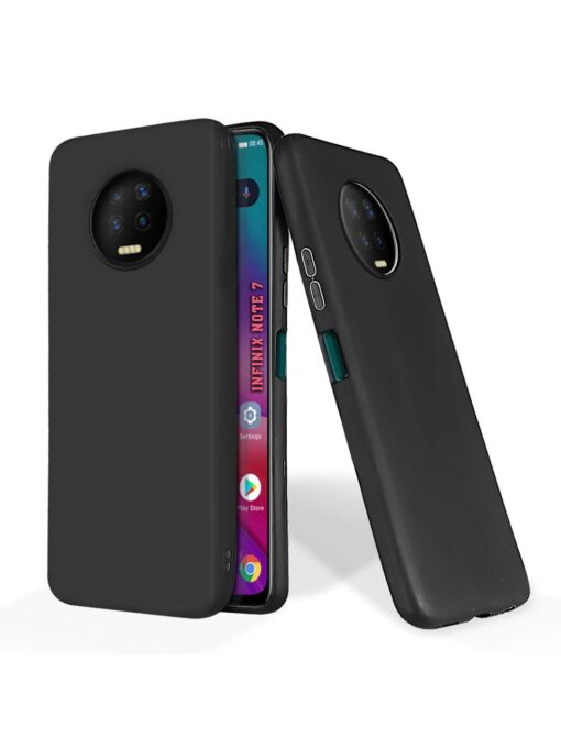 Plain Black Soft Silicone Case for Infinix Note 7 Zapvi