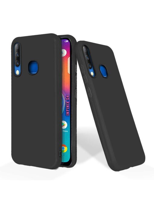 Plain Black Soft Silicone Case for Infinix S4 Zapvi