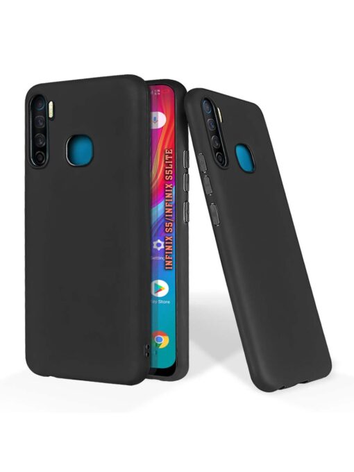 Plain Black Soft Silicone Case for Infinix S5 Zapvi