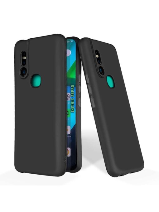 Plain Black Soft Silicone Case for Infinix S5 Pro Zapvi