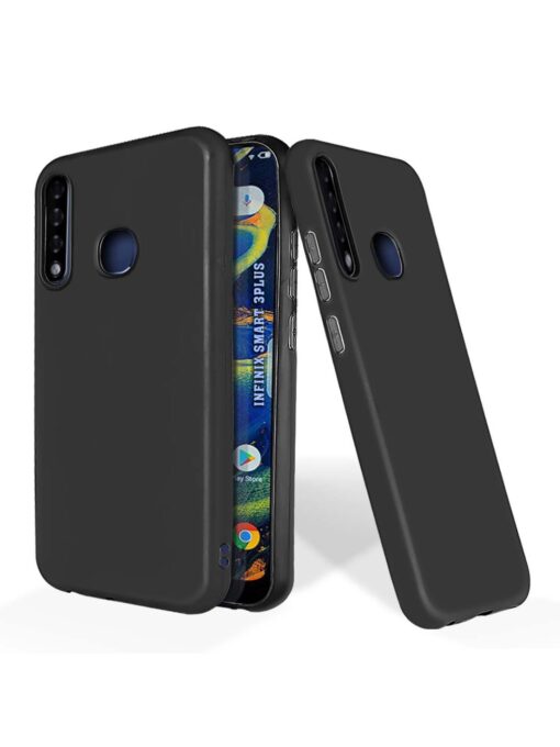 Plain Black Soft Silicone Case for Infinix Smart 3 Plus Zapvi