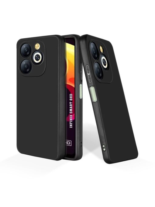 Plain Black Soft Silicone Case for Infinix Smart 8 Hd