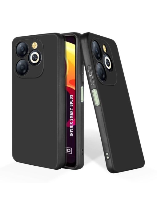 Plain Black Soft Silicone Case for Infinix Smart 8 Plus Zapvi