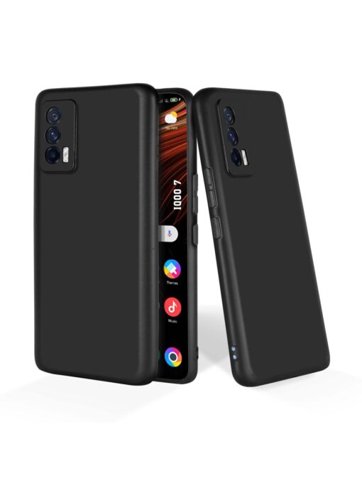 Plain Black Soft Silicone Case for Iqoo 7 (5G) Zapvi