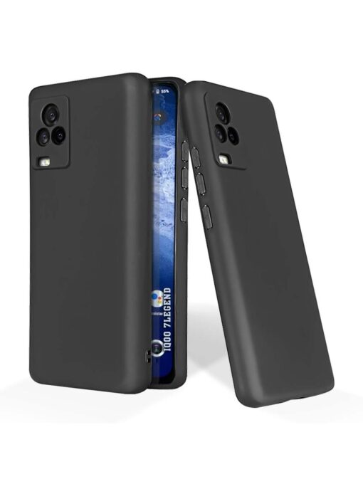 Plain Black Soft Silicone Case for Iqoo 7 Legend (5G) Zapvi