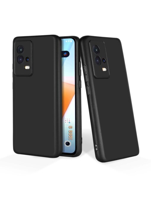 Plain Black Soft Silicone Case for Iqoo 9 (5G) Zapvi