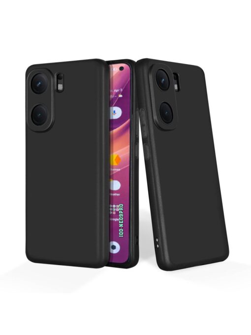 Plain Black Soft Silicone Case for Iqoo Neo 9 Pro (5G) Zapvi