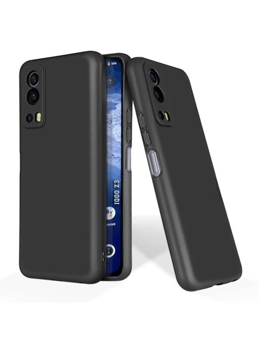 Plain Black Soft Silicone Case for Iqoo Z3 (5G) Zapvi