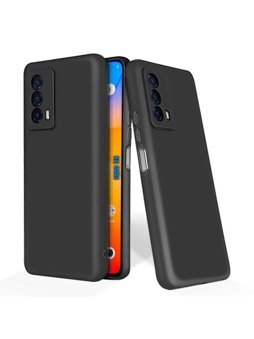 Plain Black Soft Silicone Case for Iqoo Z5 (5G) Zapvi