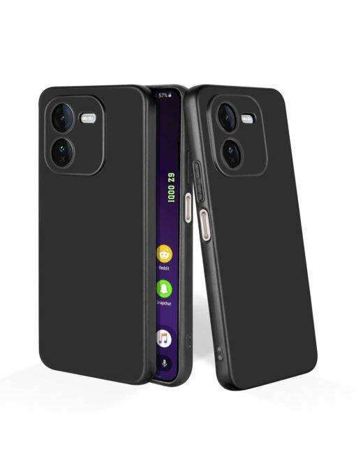 Plain Black Soft Silicone Case for Iqoo Z9 (5G) Zapvi