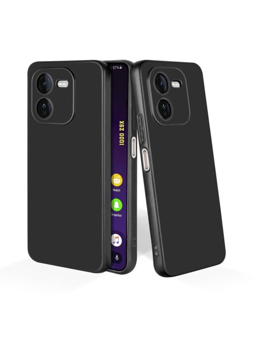 Plain Black Soft Silicone Case for Iqoo Z9X (5G) Zapvi