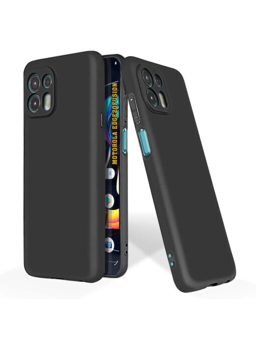 Plain Black Soft Silicone Case for Motorola Edge 20 Fusion Zapvi