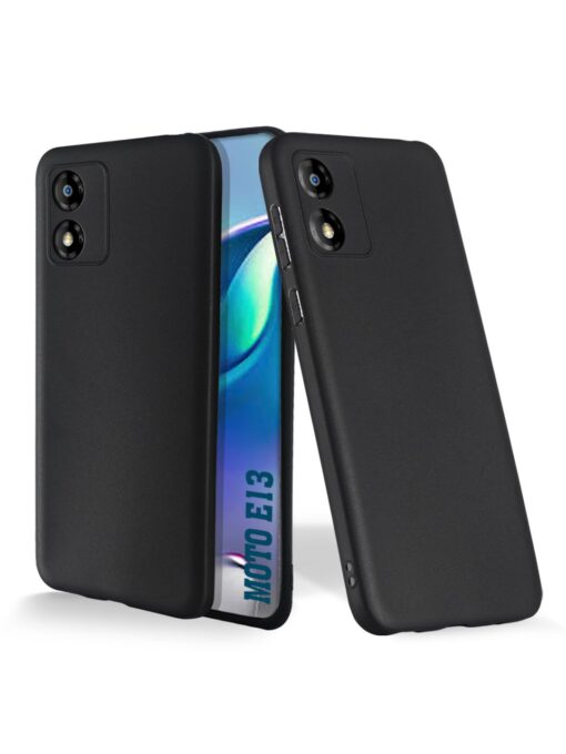 Plain Black Soft Silicone Case for Motorola Moto E13 Zapvi