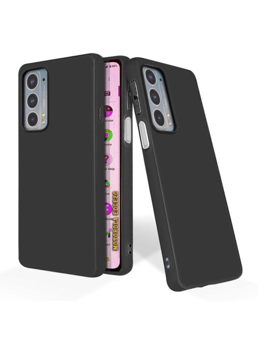 Plain Black Soft Silicone Case for Motorola Moto Edge 20 Zapvi