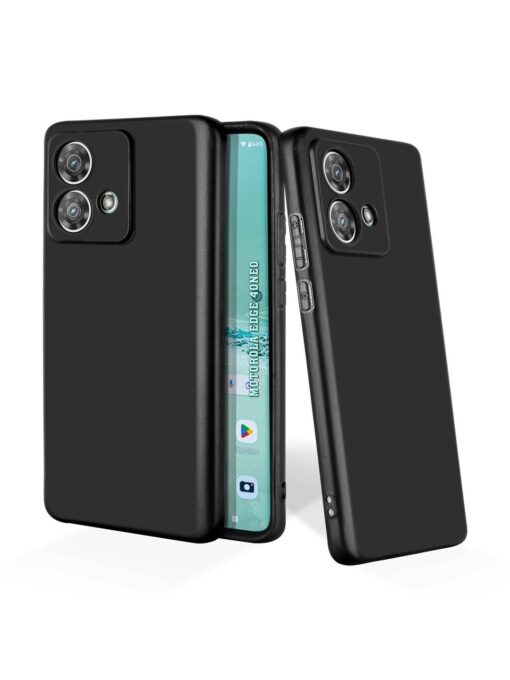 Plain Black Soft Silicone Case for Motorola Moto Edge 40 Neo Zapvi