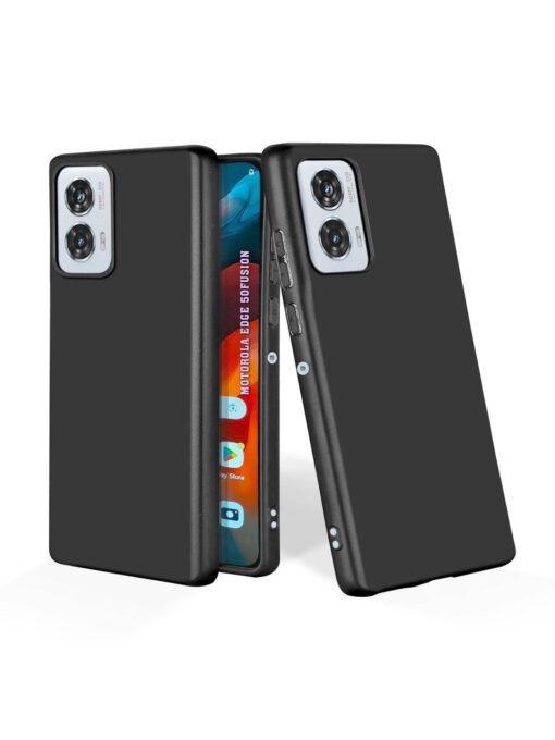 Plain Black Soft Silicone Case for Motorola Moto Edge 50 Fusion (5G) Zapvi