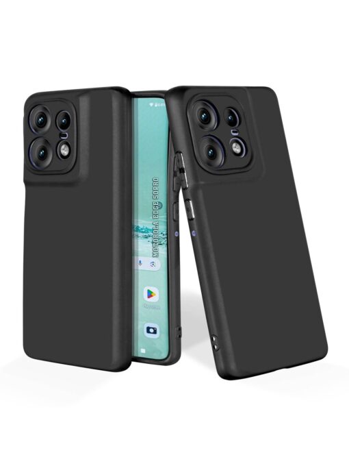 Plain Black Soft Silicone Case for Motorola Moto Edge 50 Pro (5G) Zapvi