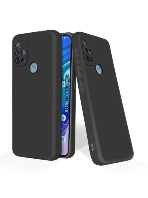 Plain Black Soft Silicone Case for Motorola Moto G10 Power Zapvi