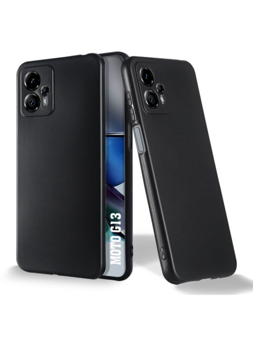 Plain Black Soft Silicone Case for Motorola Moto G13 Zapvi