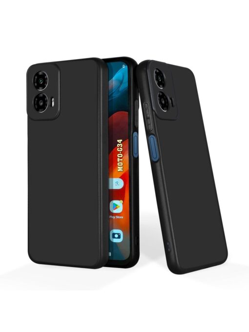 Plain Black Soft Silicone Case for Motorola Moto G34 (5G) Zapvi