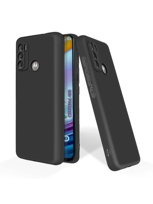 Plain Black Soft Silicone Case for Motorola Moto G60 Zapvi