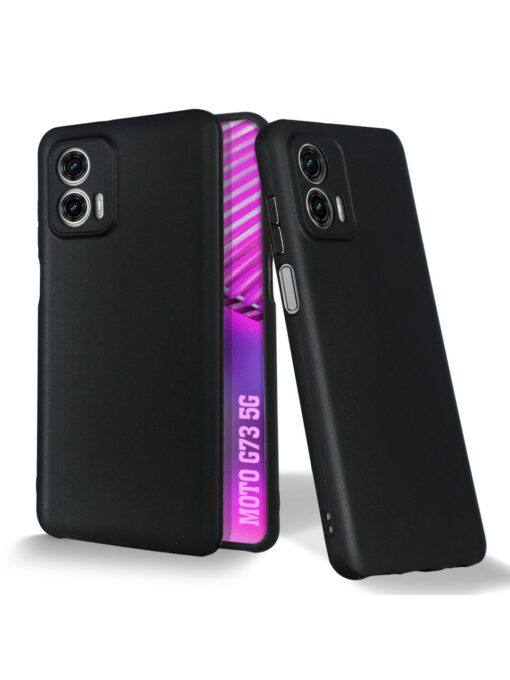 Plain Black Soft Silicone Case for Motorola Moto G73 (5G) Zapvi