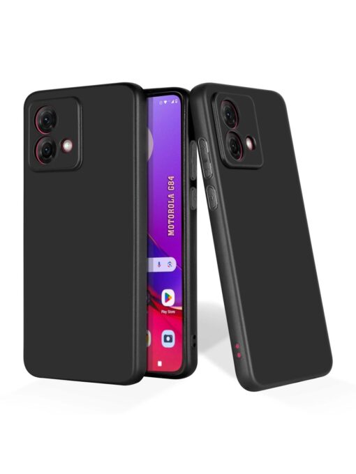 Plain Black Soft Silicone Case for Motorola Moto G84 (5G) Zapvi