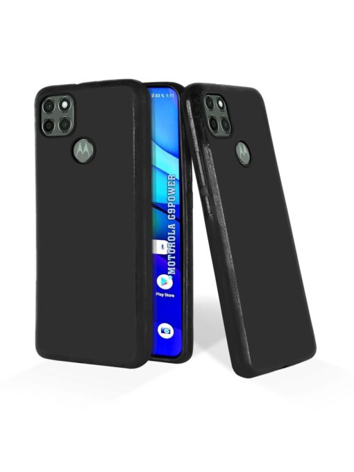 Plain Black Soft Silicone Case for Motorola Moto G9 Power Zapvi