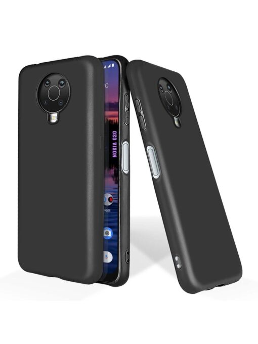 Plain Black Soft Silicone Case for Nokia G20 Zapvi