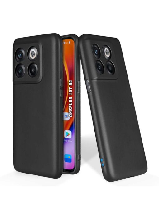 Plain Black Soft Silicone Case for Oneplus 10T (5G) Zapvi