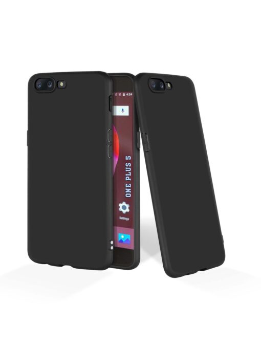 Plain Black Soft Silicone Case for Oneplus 5 Zapvi