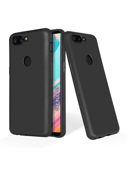 Plain Black Soft Silicone Case for Oneplus 5T Zapvi