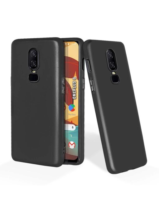 Plain Black Soft Silicone Case for Oneplus 6