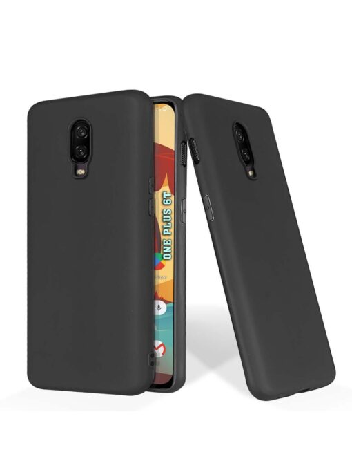 Plain Black Soft Silicone Case for Oneplus 6T Zapvi