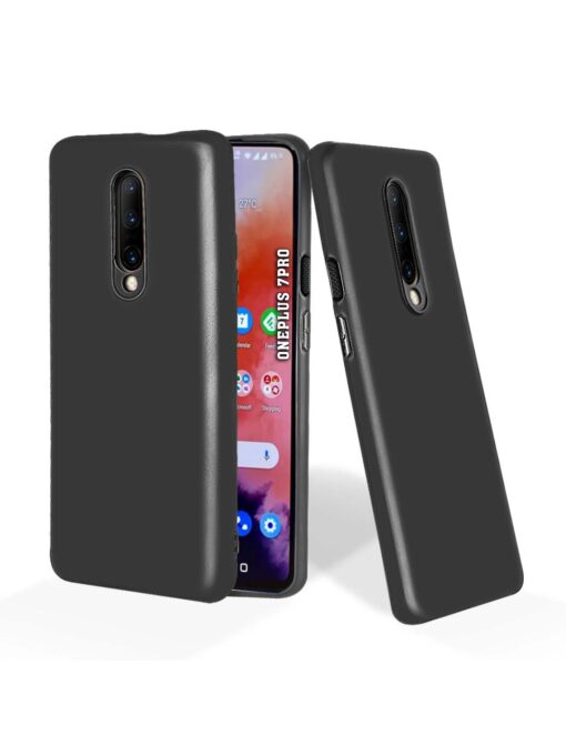 Plain Black Soft Silicone Case for Oneplus 7 Pro Zapvi