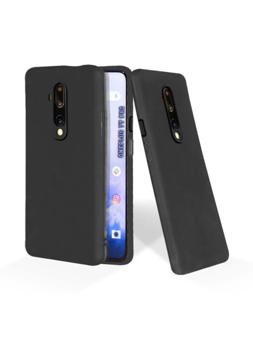 Plain Black Soft Silicone Case for Oneplus 7T Pro Zapvi