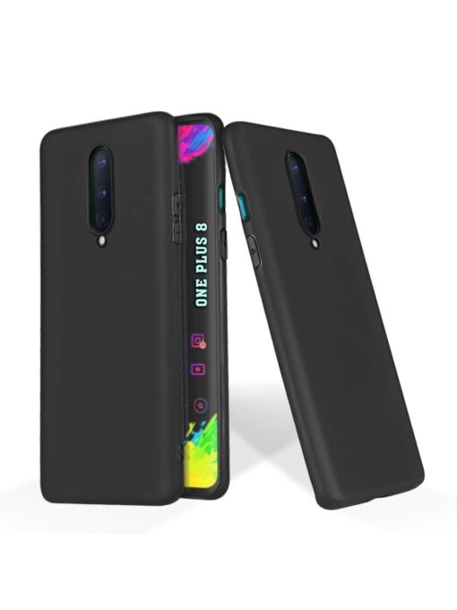 Plain Black Soft Silicone Case for Oneplus 8 Zapvi