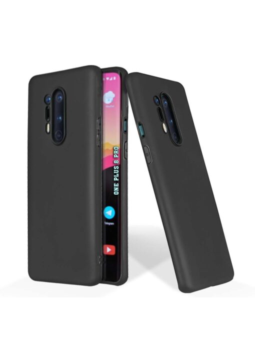 Plain Black Soft Silicone Case for Oneplus 8 Pro Zapvi