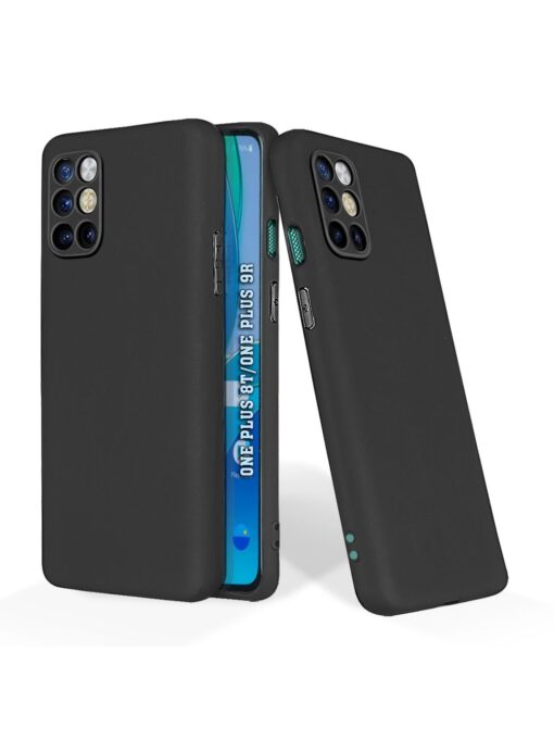 Plain Black Soft Silicone Case for Oneplus 8T (5G) Zapvi