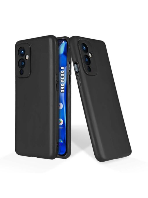 Plain Black Soft Silicone Case for Oneplus 9 (5G) Zapvi