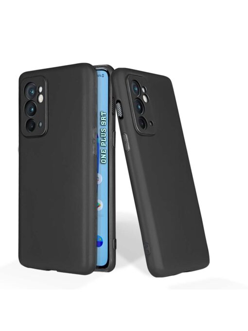 Plain Black Soft Silicone Case for Oneplus 9RT (5G) Zapvi