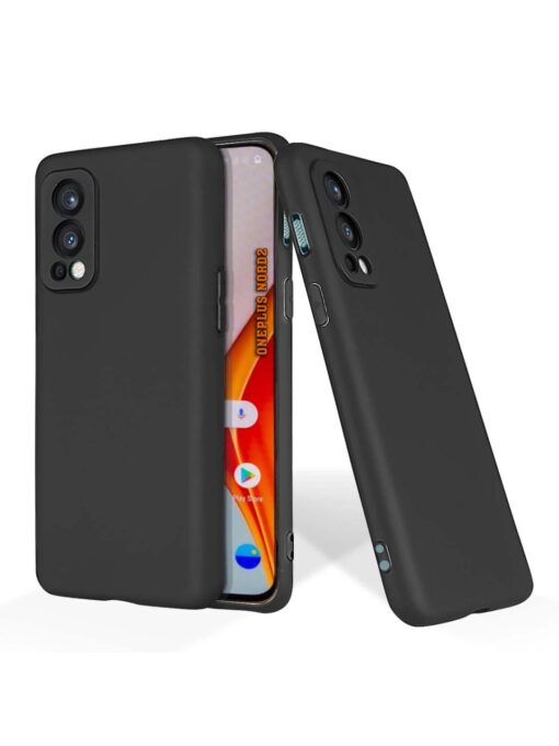 Plain Black Soft Silicone Case for Oneplus Nord 2 (5G) Zapvi