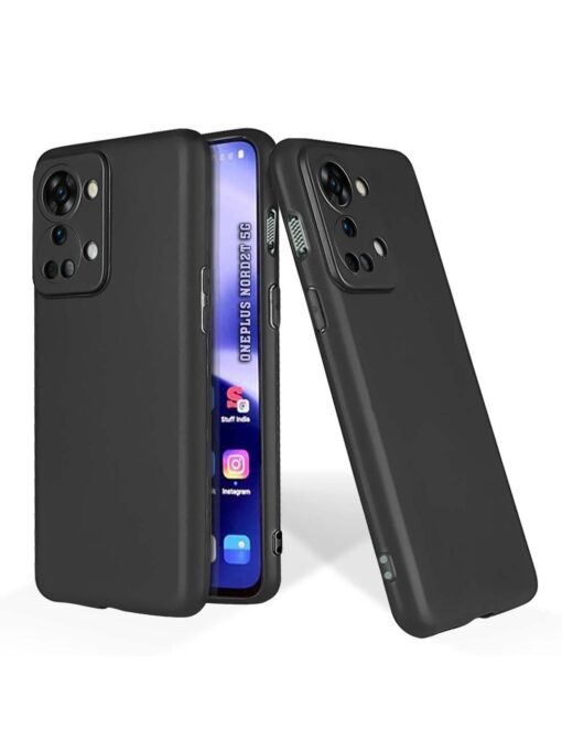 Plain Black Soft Silicone Case for Oneplus Nord 2T (5G) Zapvi