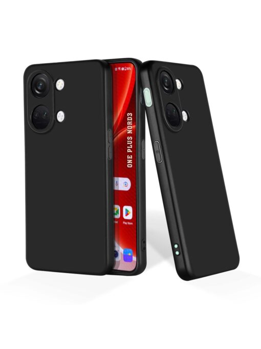 Plain Black Soft Silicone Case for Oneplus Nord 3 (5G) Zapvi