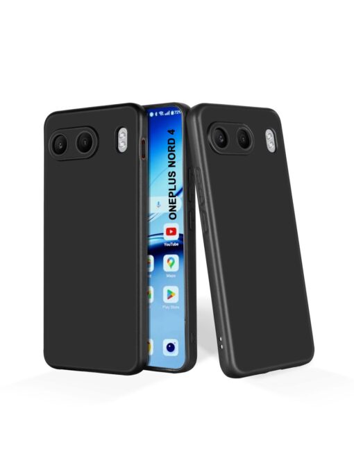 Plain Black Soft Silicone Case for Oneplus Nord 4 (5G) Zapvi