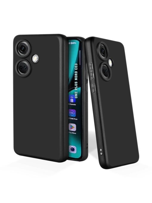 Plain Black Soft Silicone Case for Oneplus Nord Ce 3 (5G) Zapvi