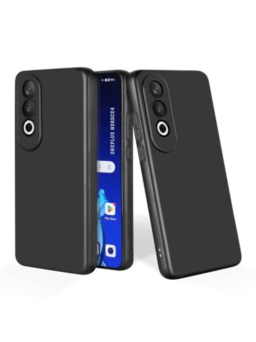 Plain Black Soft Silicone Case for Oneplus Nord Ce 4 (5G) Zapvi