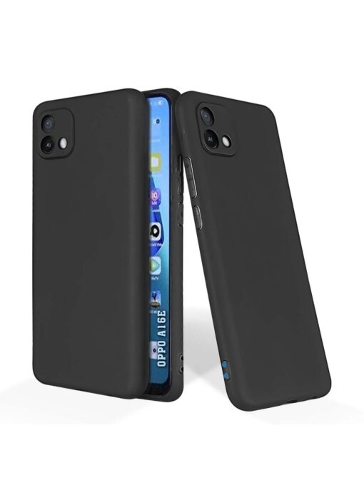 Plain Black Soft Silicone Case for Oppo A16E Zapvi